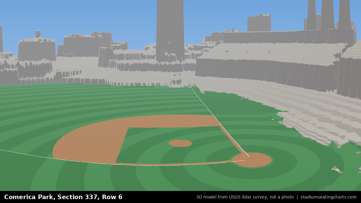 View from Comerica Park Section 337, Row 6, looking toward the pitcher's mound