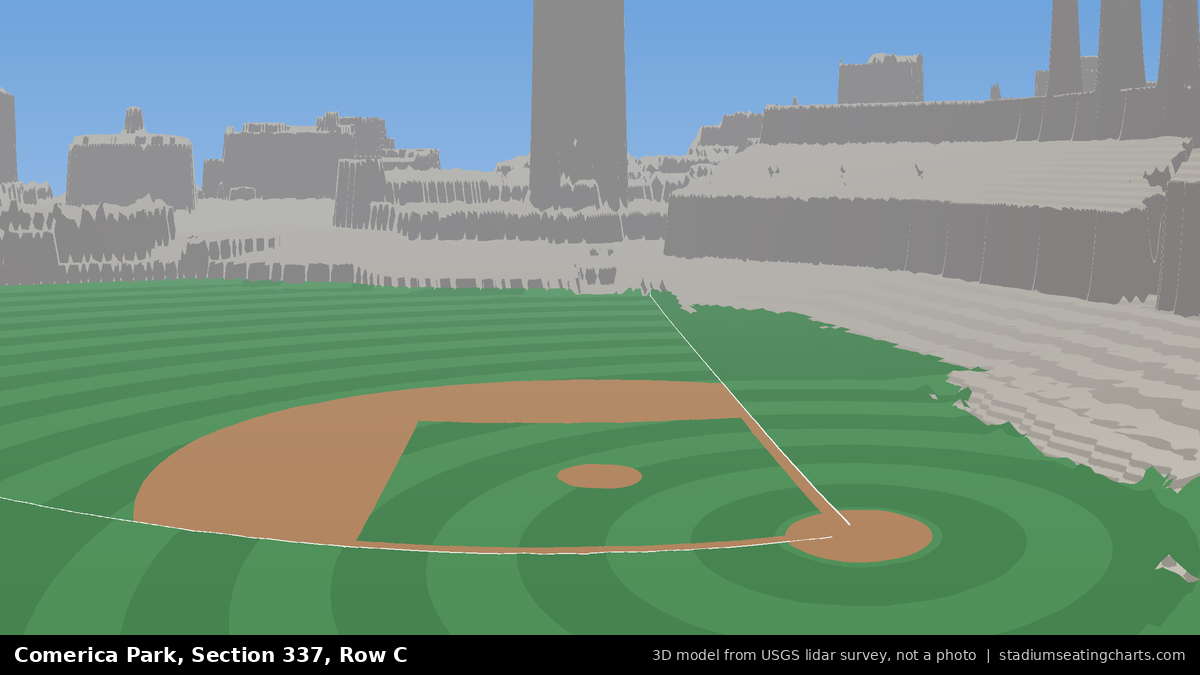 View from Comerica Park Section 337, Row C, looking toward the pitcher's mound
