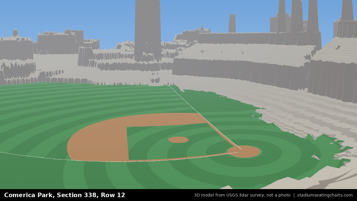 View from Comerica Park Section 338, Row 12, looking toward the pitcher's mound