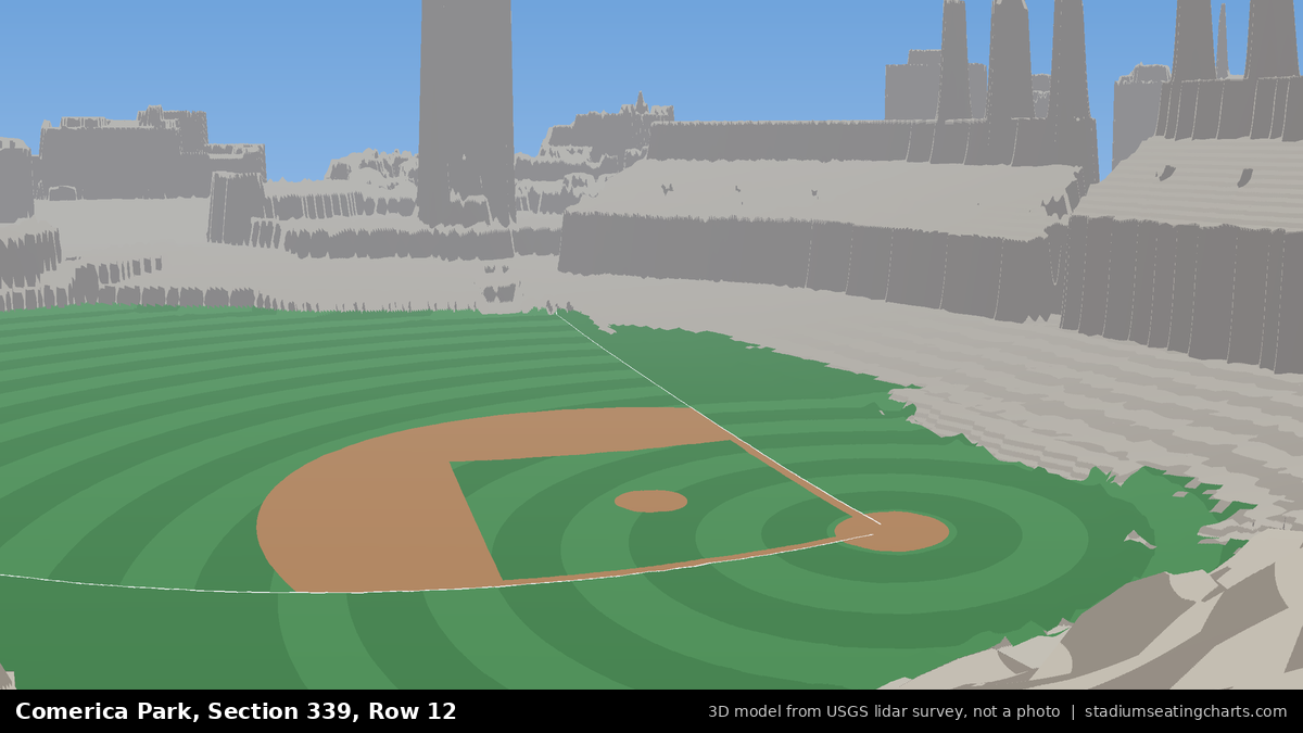 View from Comerica Park Section 339, Row 12, looking toward the pitcher's mound