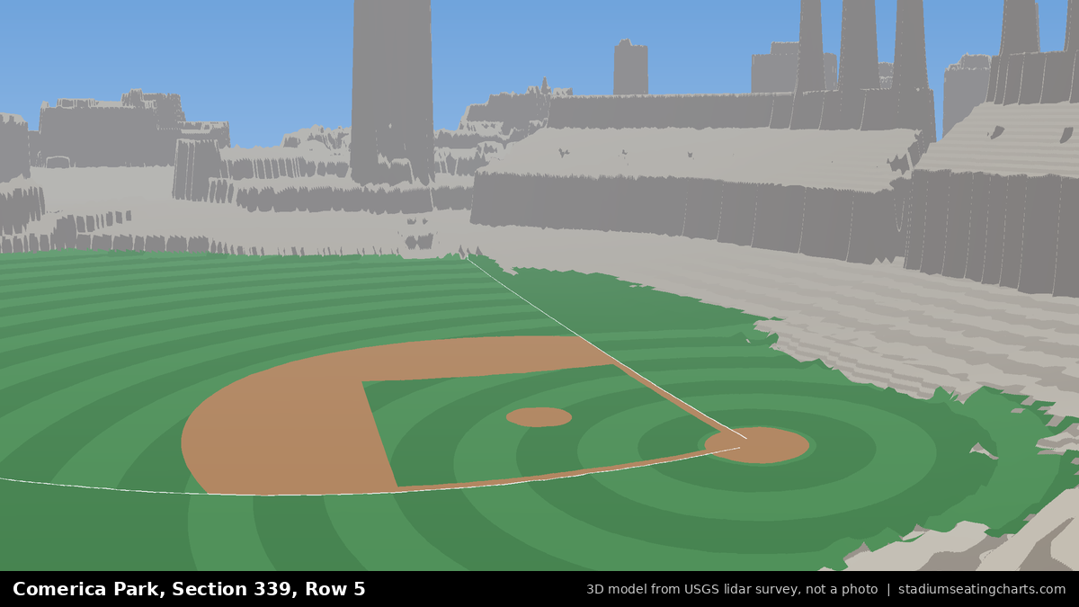 View from Comerica Park Section 339, Row 5, looking toward the pitcher's mound