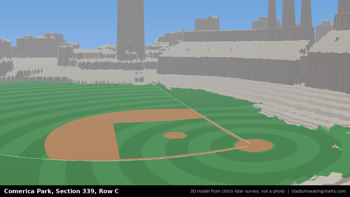 View from Comerica Park Section 339, Row C, looking toward the pitcher's mound