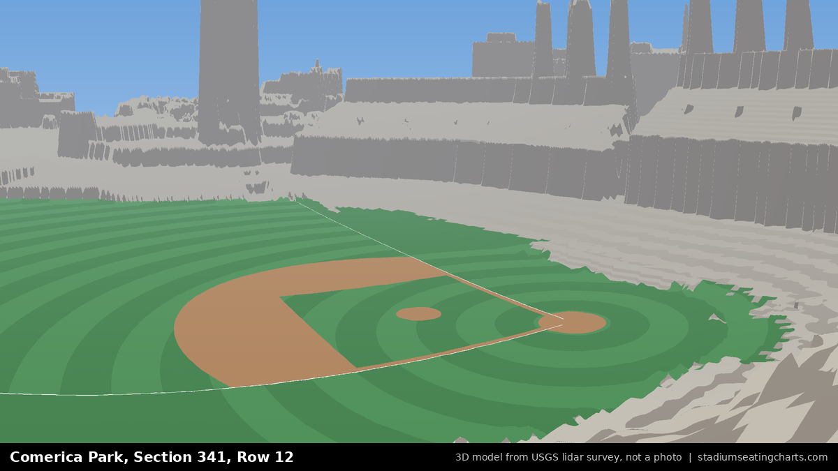 View from Comerica Park Section 341, Row 12, looking toward the pitcher's mound