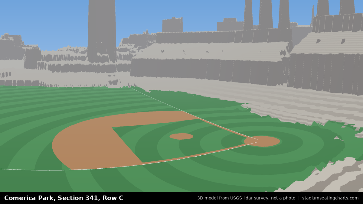 View from Comerica Park Section 341, Row C, looking toward the pitcher's mound