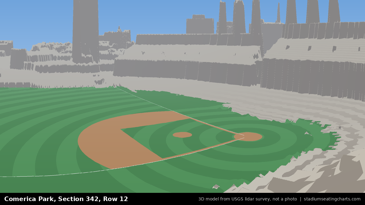 View from Comerica Park Section 342, Row 12, looking toward the pitcher's mound