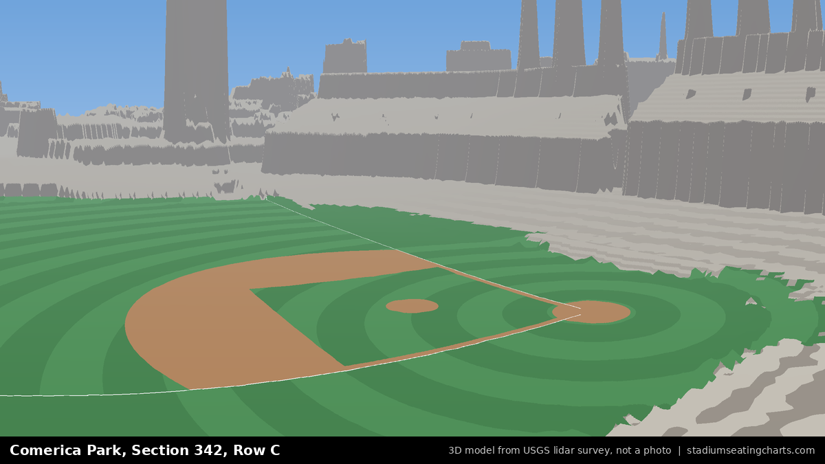View from Comerica Park Section 342, Row C, looking toward the pitcher's mound