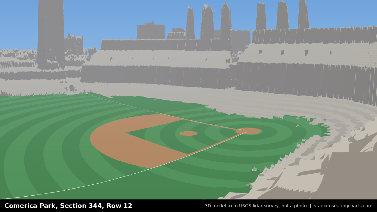 View from Comerica Park Section 344, Row 12, looking toward the pitcher's mound