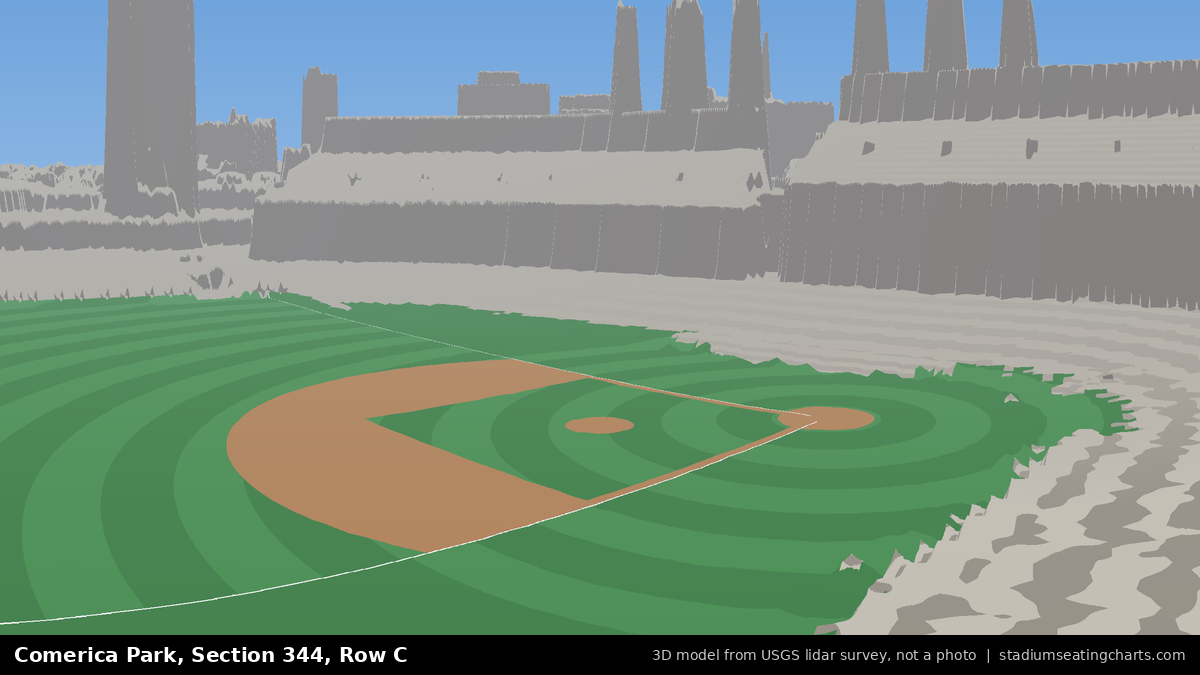 View from Comerica Park Section 344, Row C, looking toward the pitcher's mound