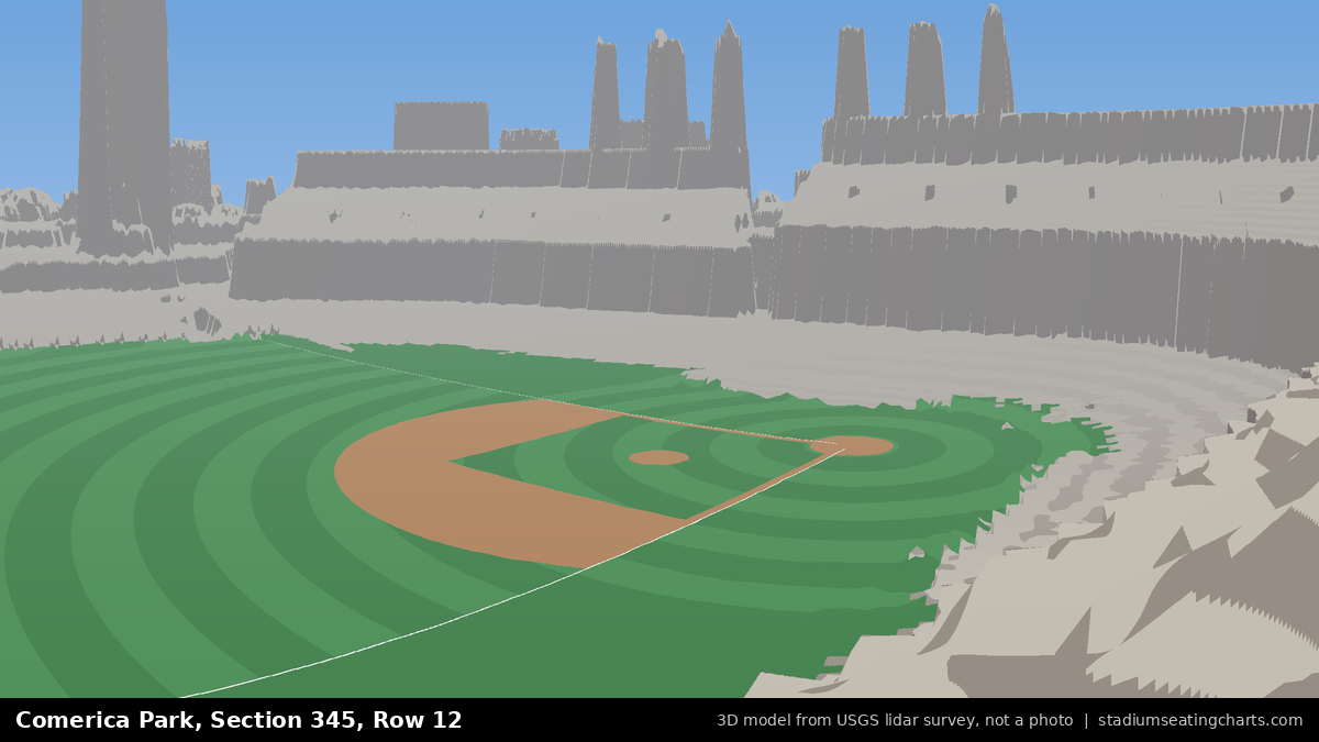 View from Comerica Park Section 345, Row 12, looking toward the pitcher's mound