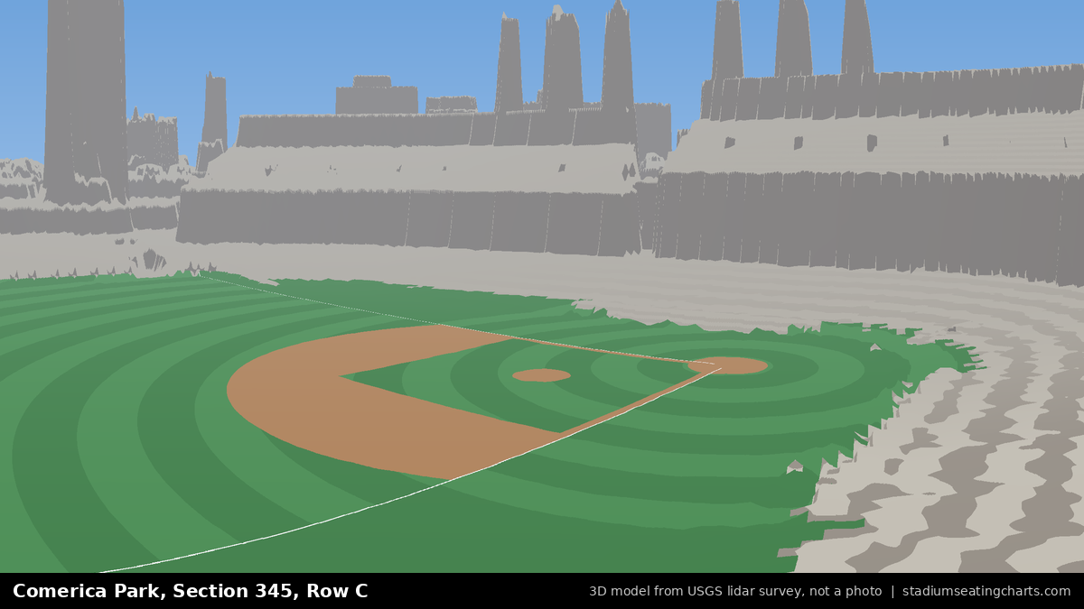 View from Comerica Park Section 345, Row C, looking toward the pitcher's mound