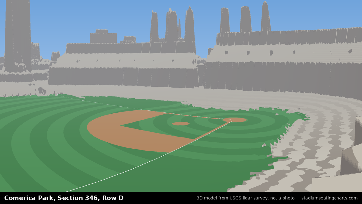 View from Comerica Park Section 346, Row D, looking toward the pitcher's mound