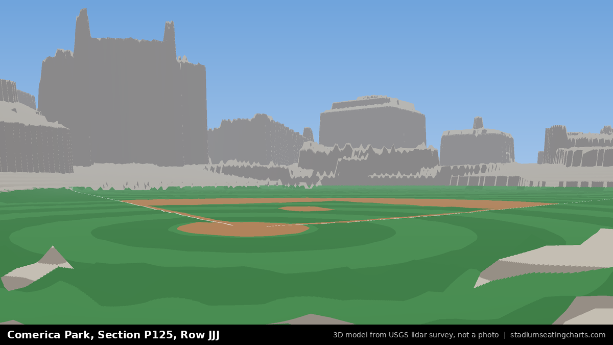 View from Comerica Park Section P125, Row JJJ, looking toward the pitcher's mound