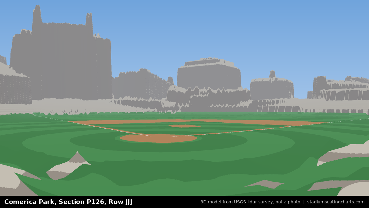 View from Comerica Park Section P126, Row JJJ, looking toward the pitcher's mound