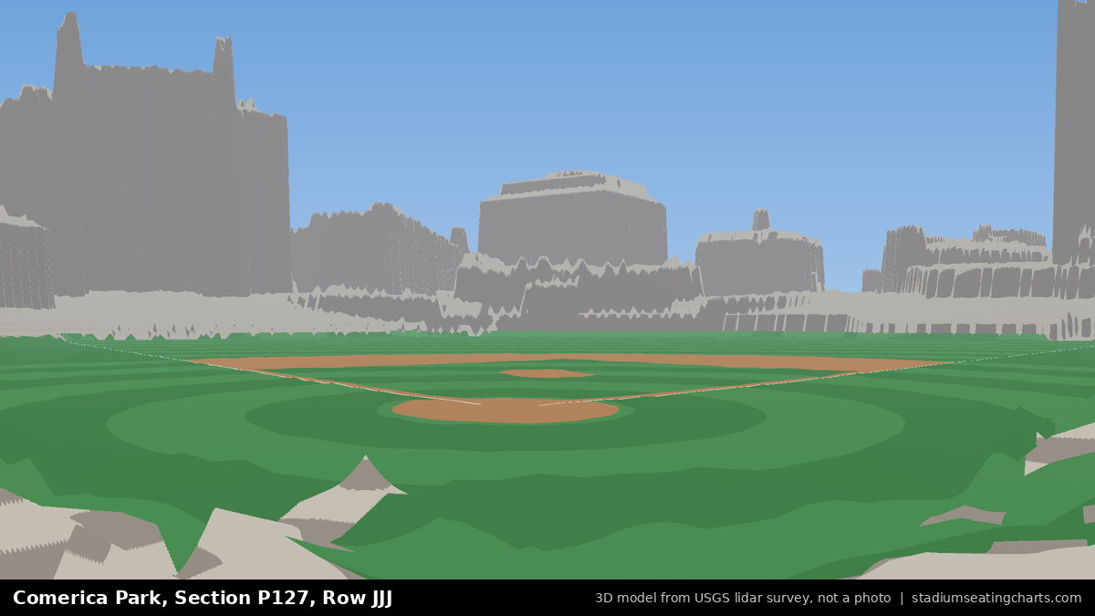 View from Comerica Park Section P127, Row JJJ, looking toward the pitcher's mound