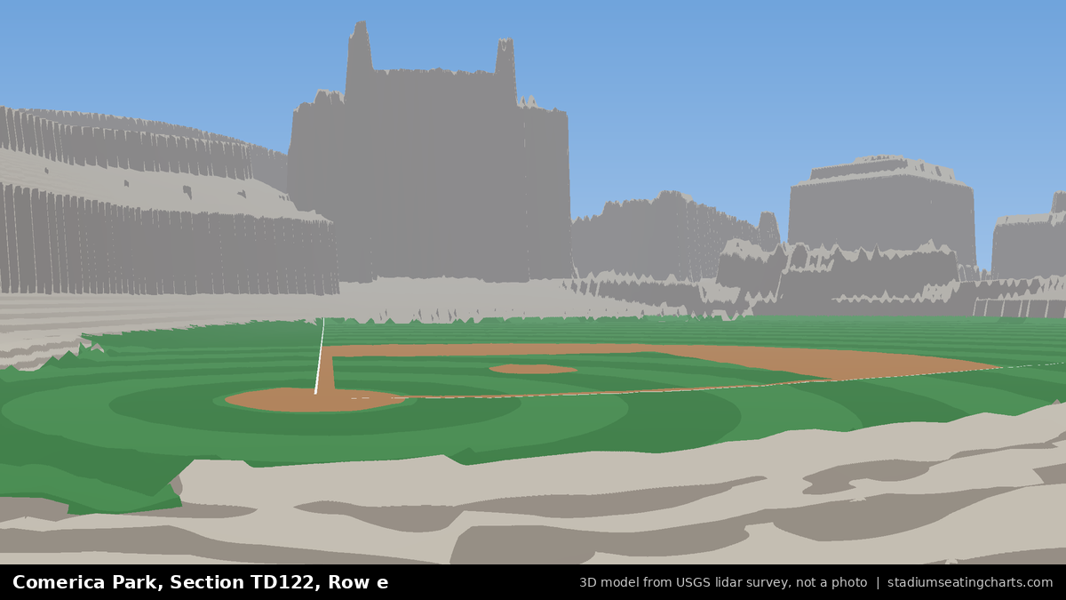 View from Comerica Park Section TD122, Row e, looking toward the pitcher's mound