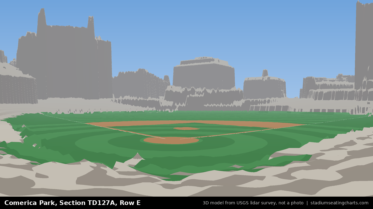 View from Comerica Park Section TD127A, Row E, looking toward the pitcher's mound