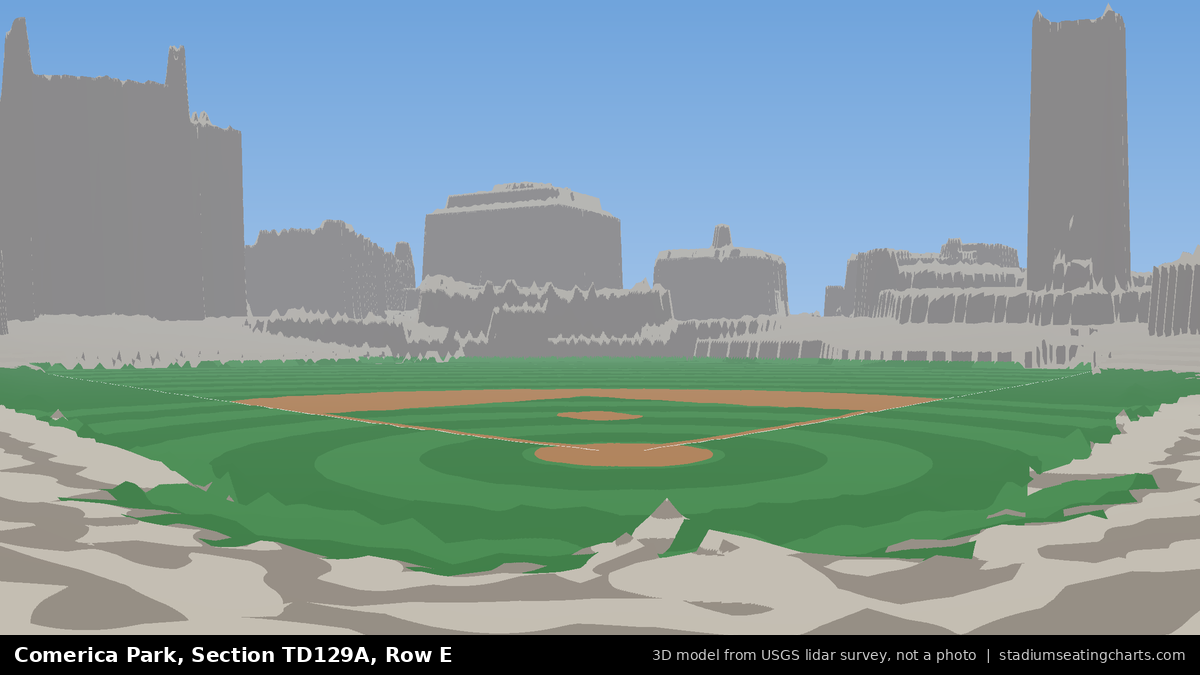View from Comerica Park Section TD129A, Row E, looking toward the pitcher's mound