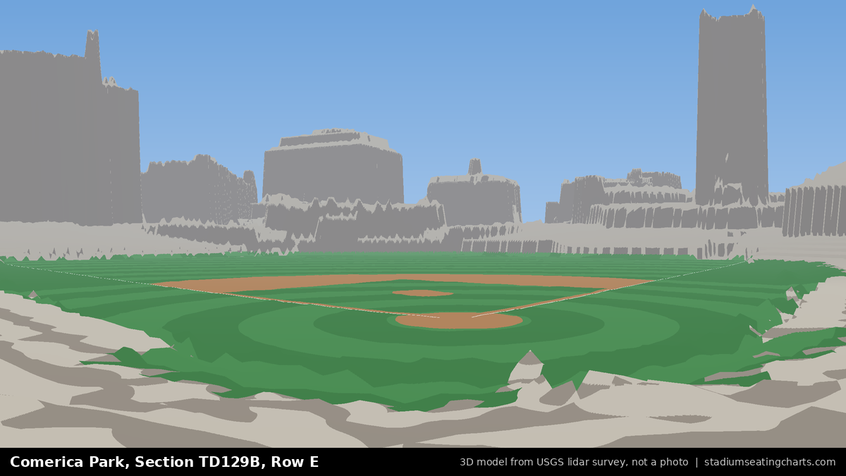 View from Comerica Park Section TD129B, Row E, looking toward the pitcher's mound