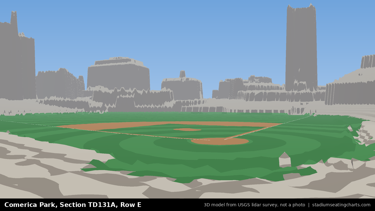 View from Comerica Park Section TD131A, Row E, looking toward the pitcher's mound