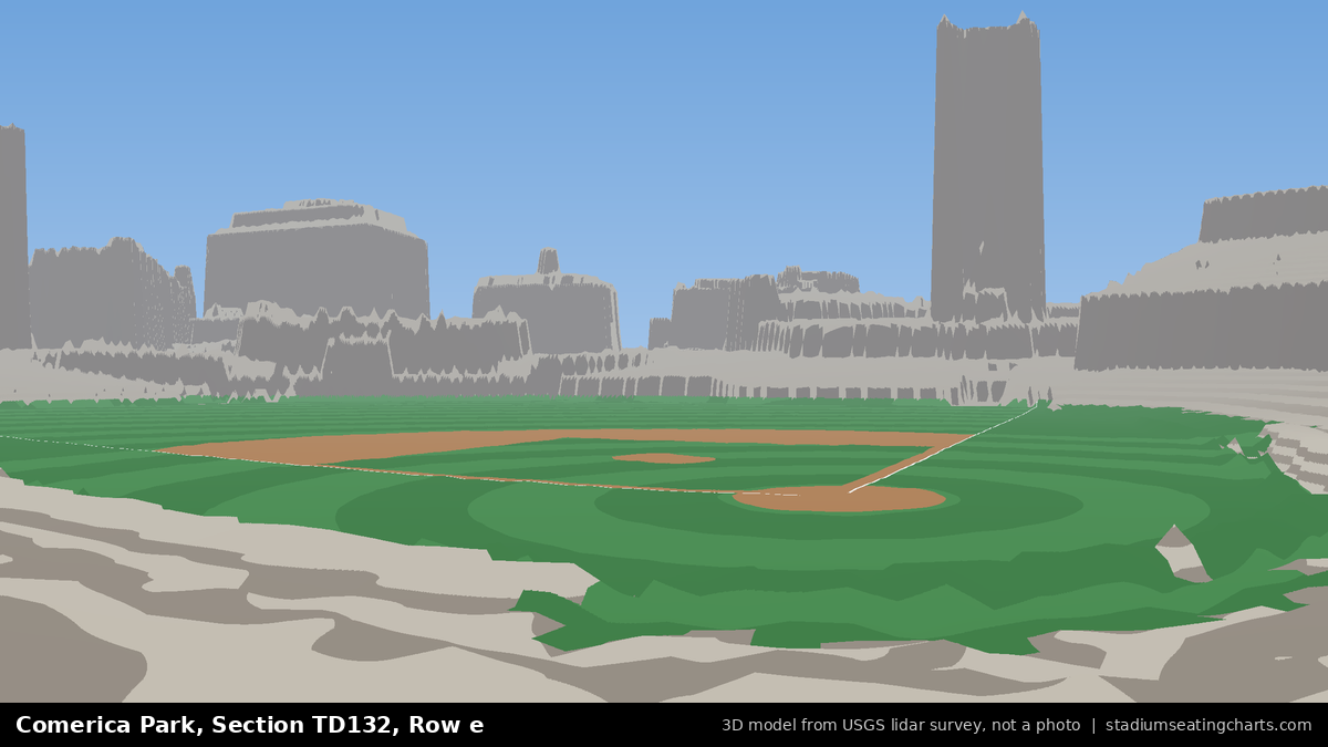 View from Comerica Park Section TD132, Row e, looking toward the pitcher's mound