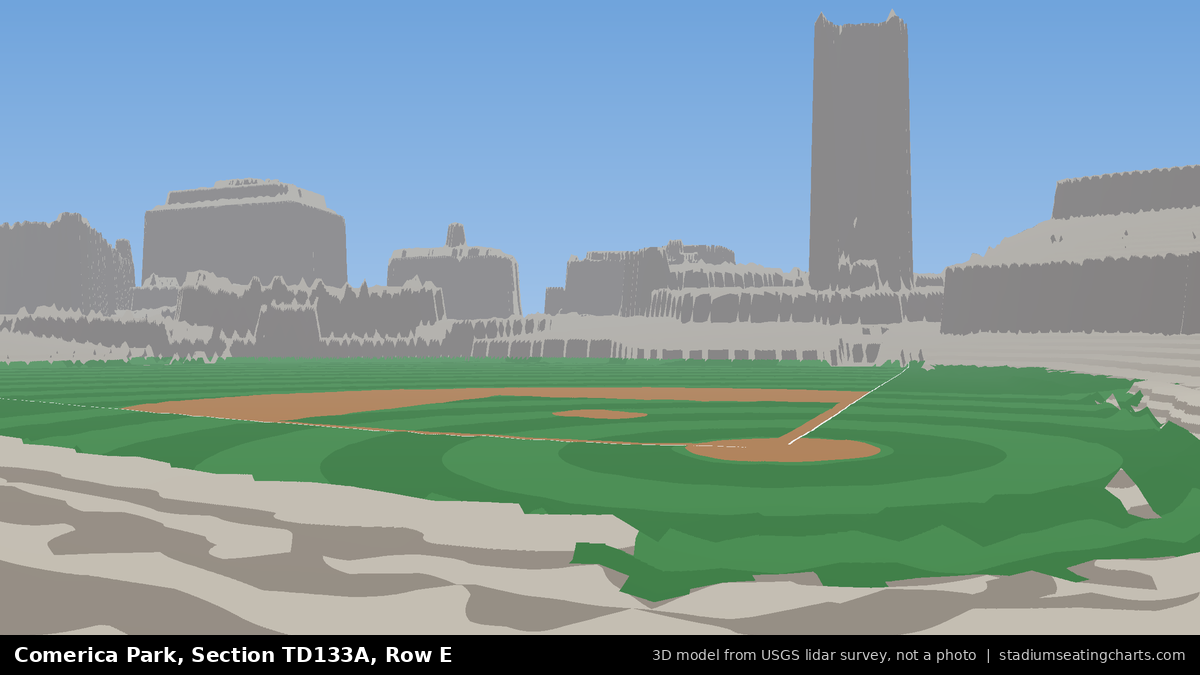 View from Comerica Park Section TD133A, Row E, looking toward the pitcher's mound
