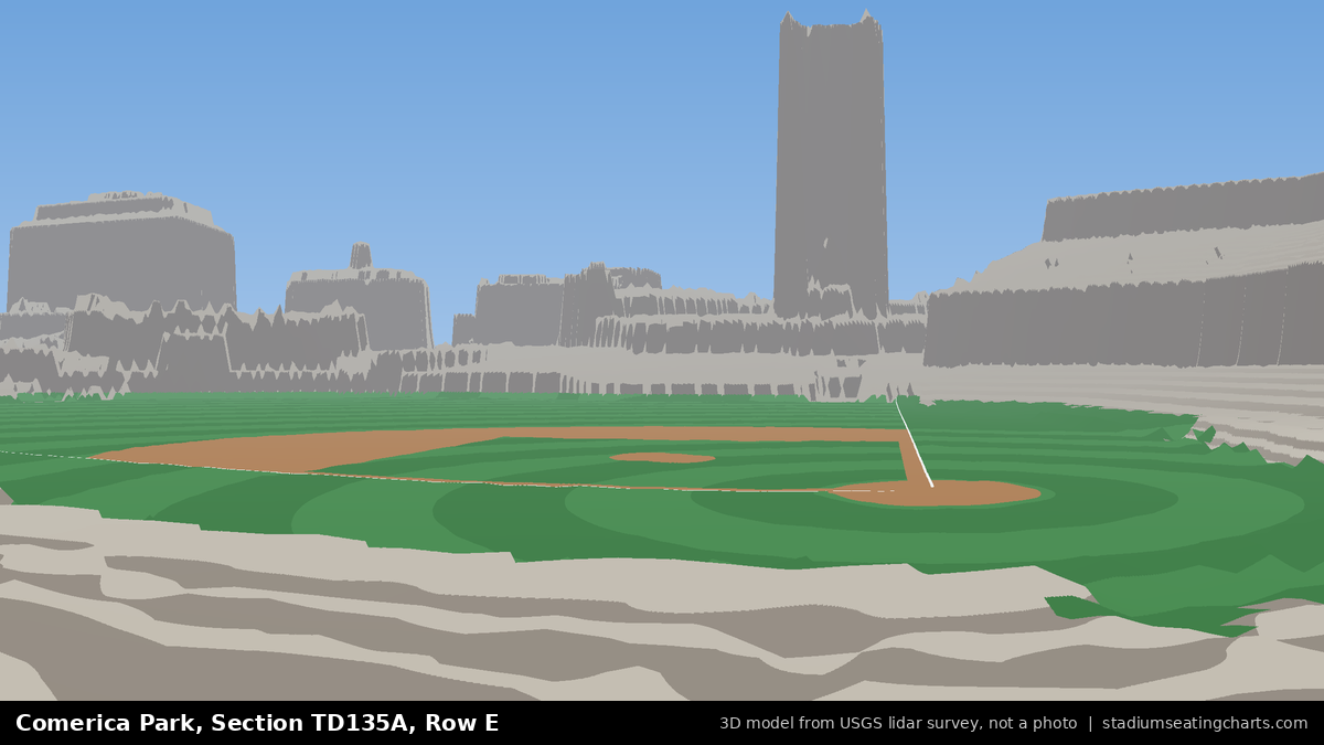 View from Comerica Park Section TD135A, Row E, looking toward the pitcher's mound