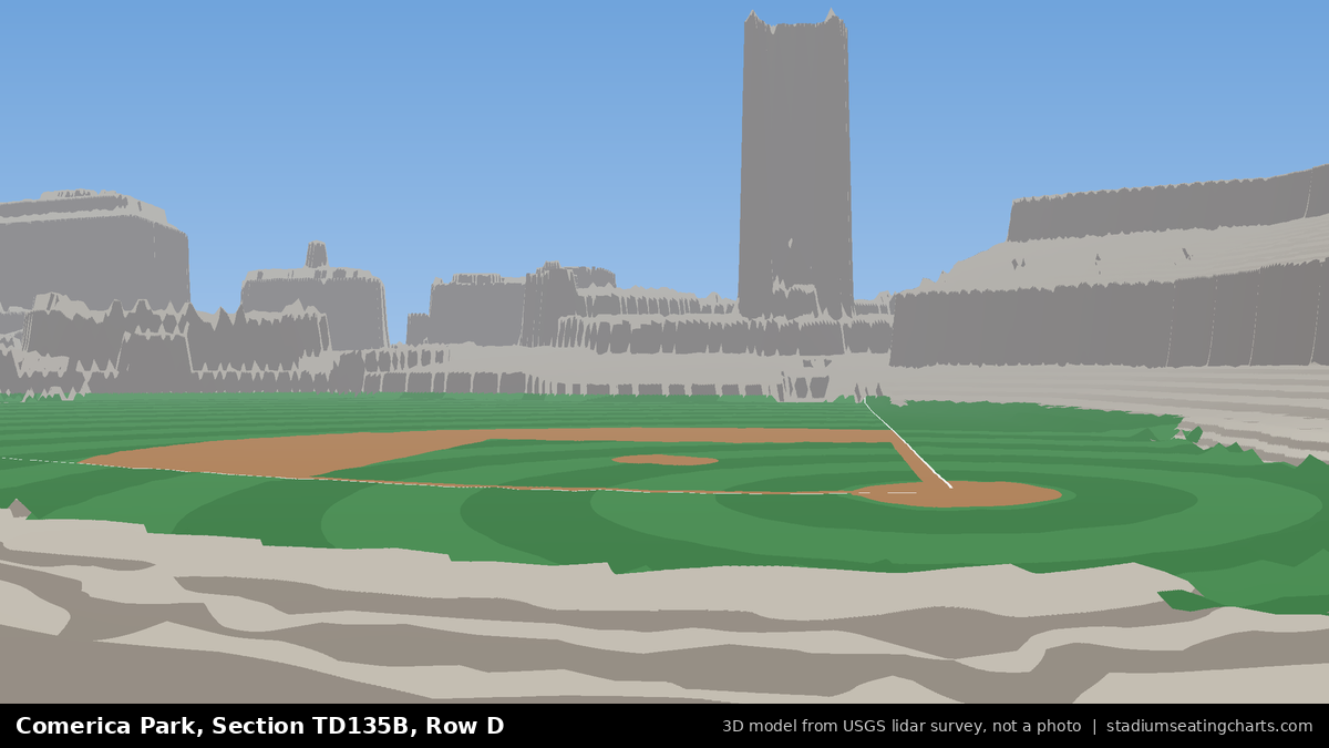 View from Comerica Park Section TD135B, Row D, looking toward the pitcher's mound
