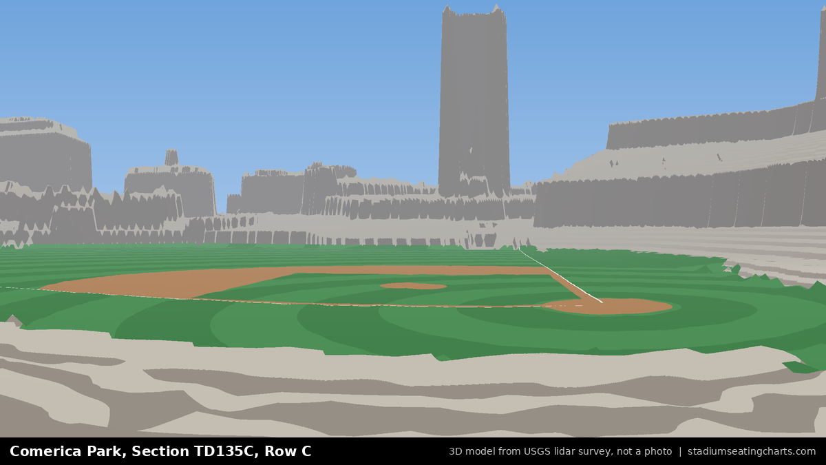 View from Comerica Park Section TD135C, Row C, looking toward the pitcher's mound