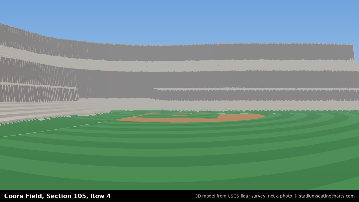 View from Coors Field Section 105, Row 4, looking toward the pitcher's mound
