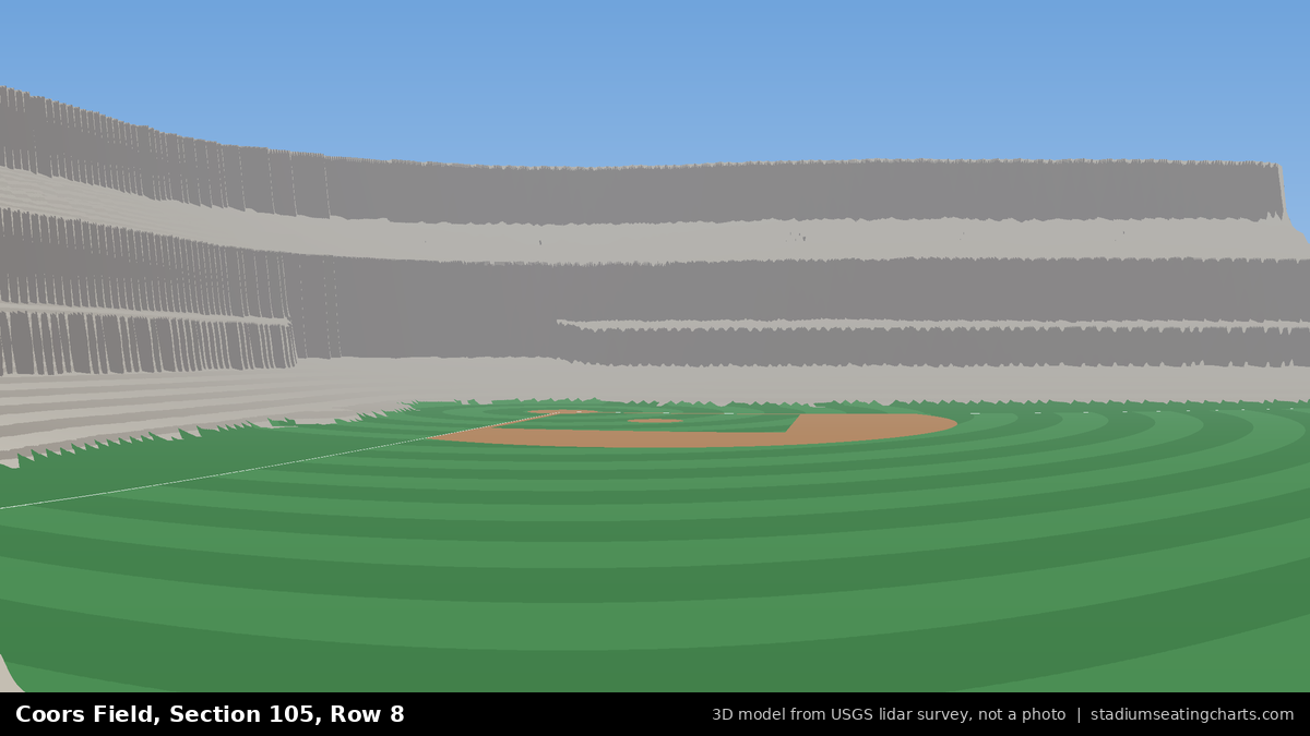 View from Coors Field Section 105, Row 8, looking toward the pitcher's mound