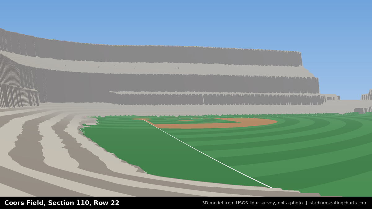 View from Coors Field Section 110, Row 22, looking toward the pitcher's mound