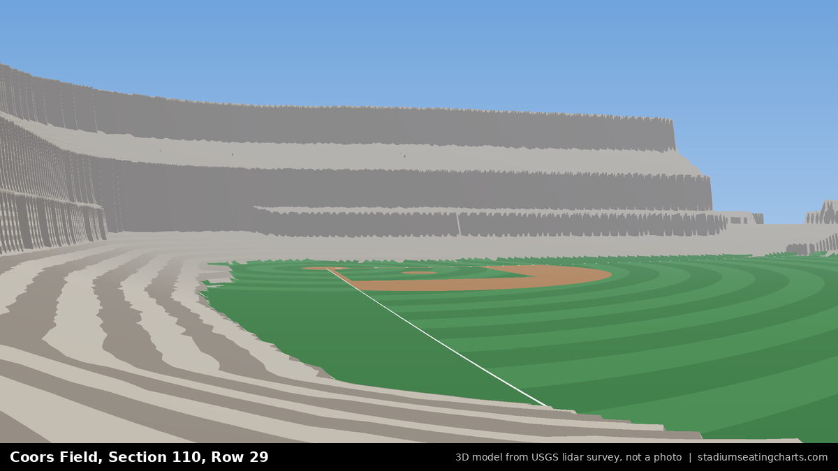 View from Coors Field Section 110, Row 29, looking toward the pitcher's mound