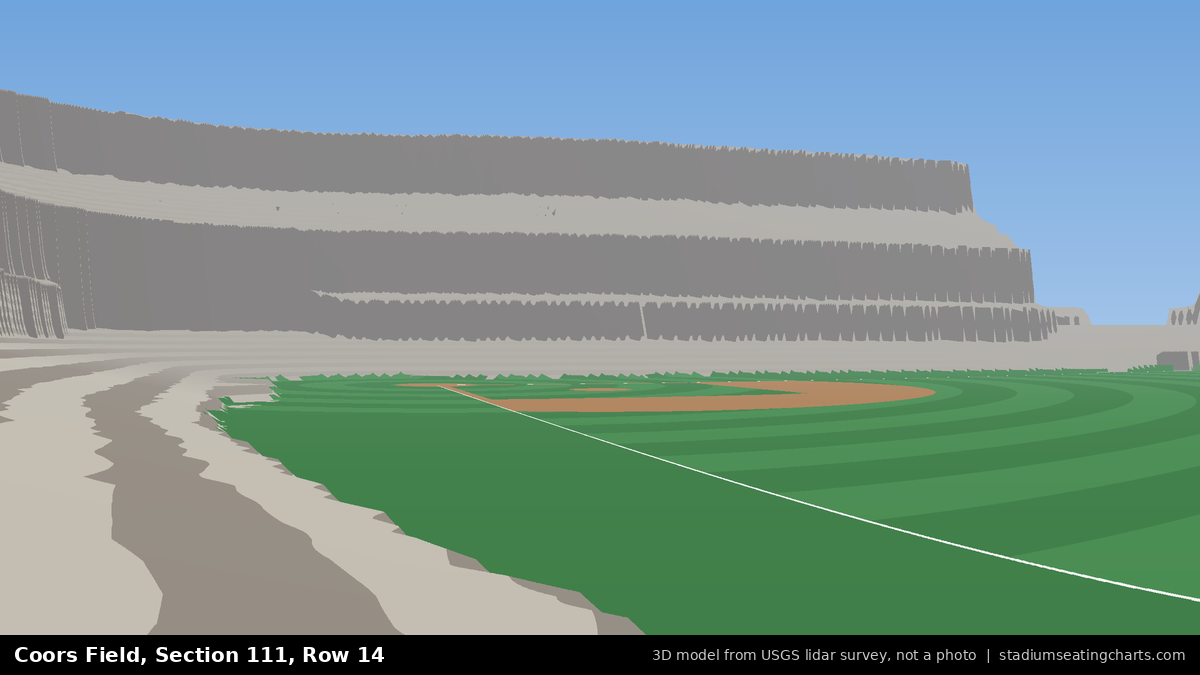View from Coors Field Section 111, Row 14, looking toward the pitcher's mound