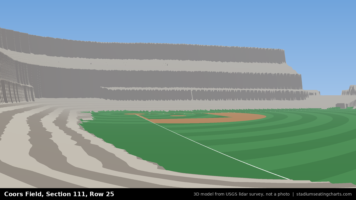 View from Coors Field Section 111, Row 25, looking toward the pitcher's mound