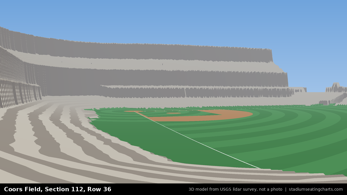 View from Coors Field Section 112, Row 36, looking toward the pitcher's mound