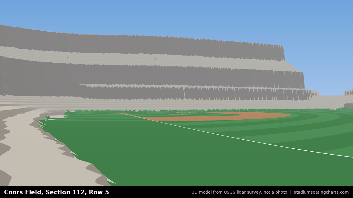 View from Coors Field Section 112, Row 5, looking toward the pitcher's mound