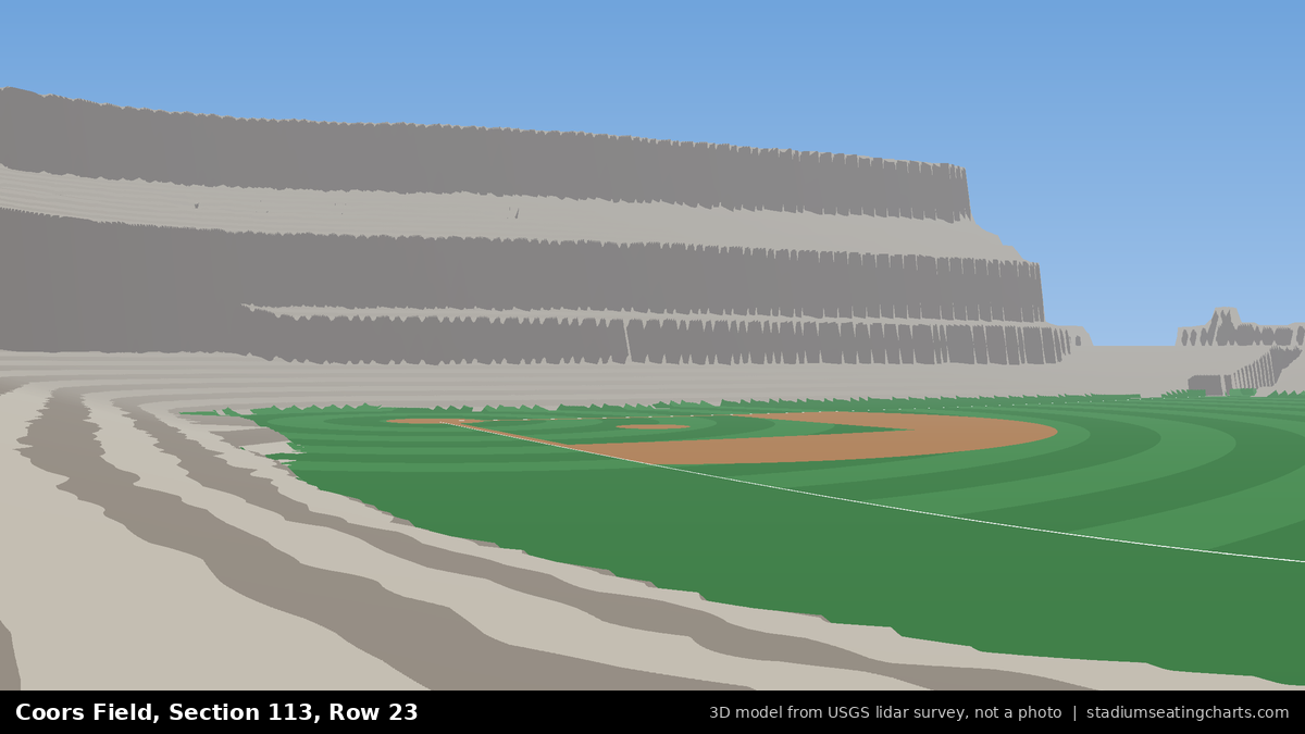 View from Coors Field Section 113, Row 23, looking toward the pitcher's mound
