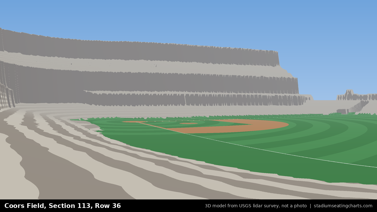 View from Coors Field Section 113, Row 36, looking toward the pitcher's mound