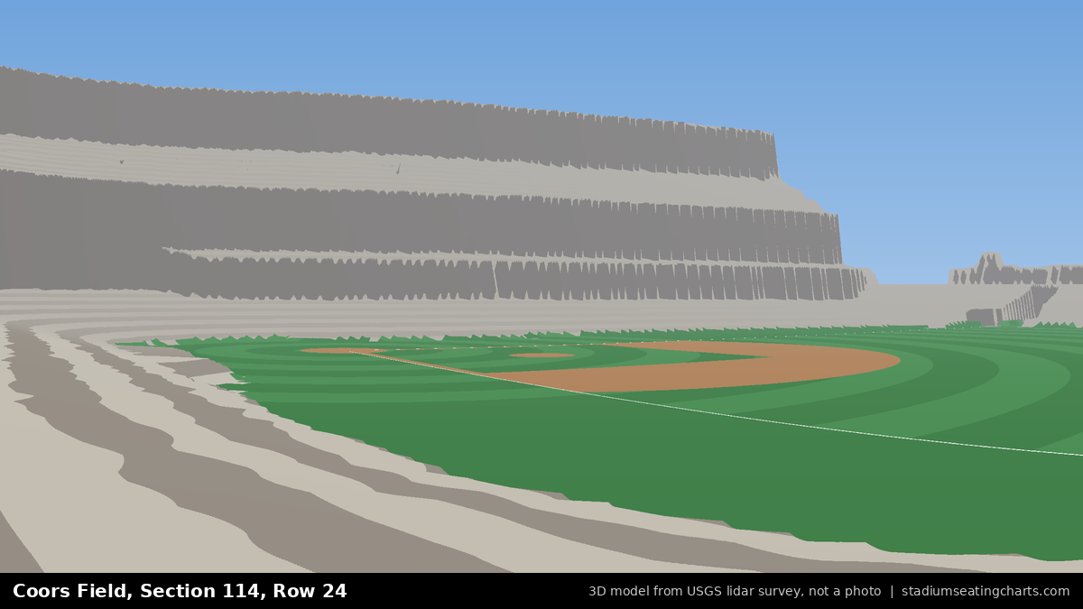 View from Coors Field Section 114, Row 24, looking toward the pitcher's mound
