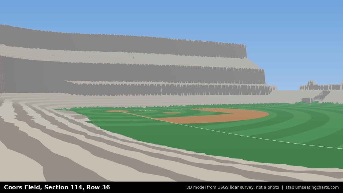 View from Coors Field Section 114, Row 36, looking toward the pitcher's mound