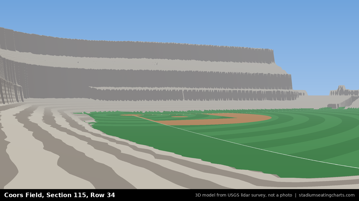 View from Coors Field Section 115, Row 34, looking toward the pitcher's mound
