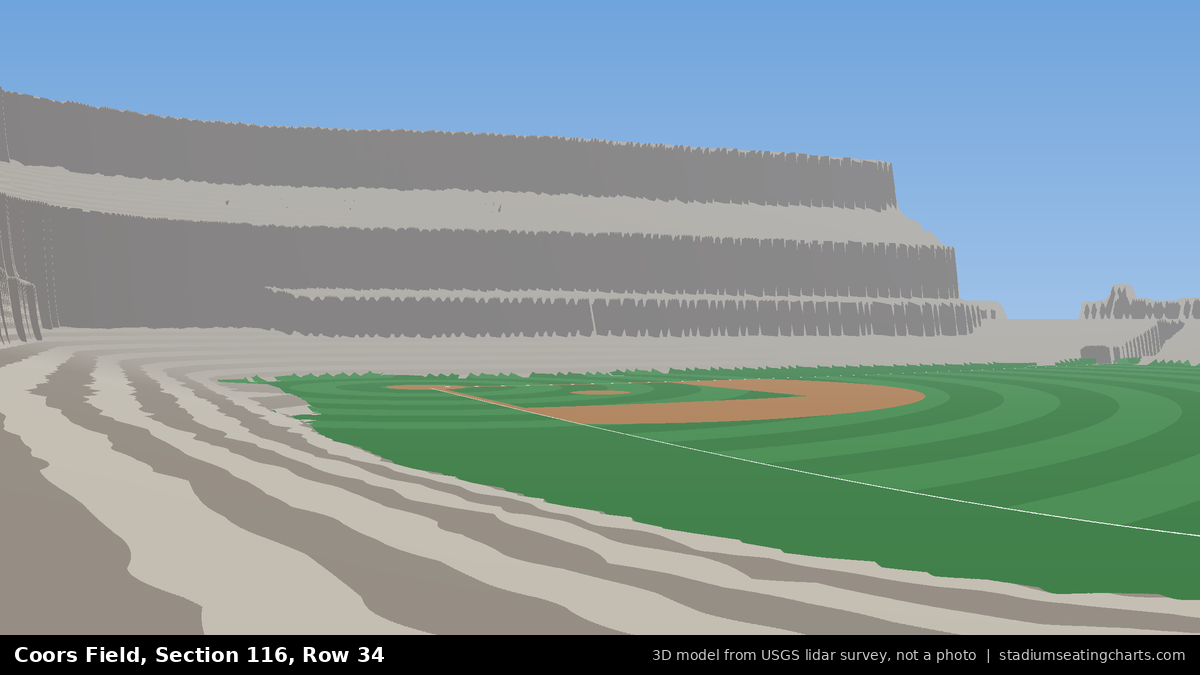View from Coors Field Section 116, Row 34, looking toward the pitcher's mound