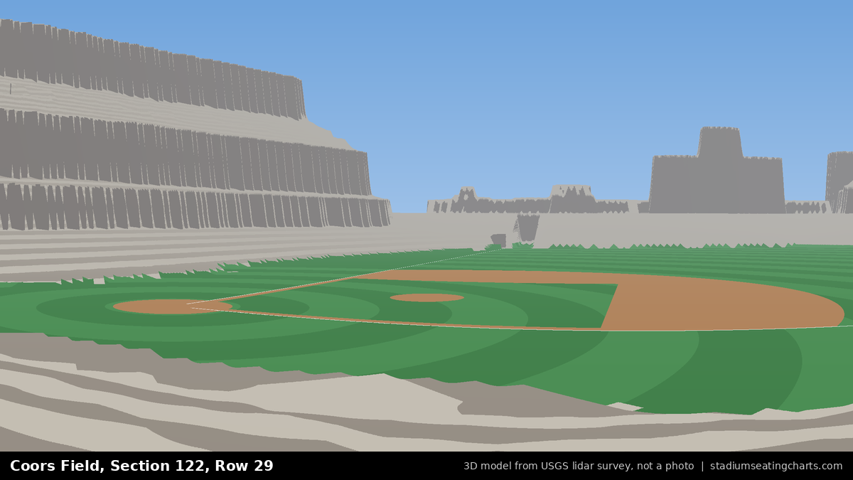 View from Coors Field Section 122, Row 29, looking toward the pitcher's mound