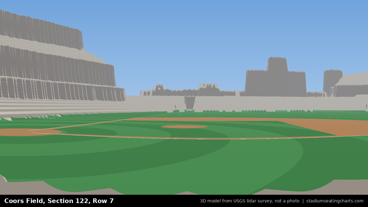 View from Coors Field Section 122, Row 7, looking toward the pitcher's mound