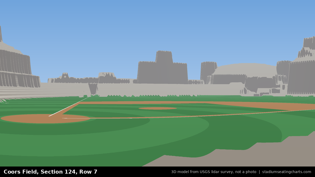 View from Coors Field Section 124, Row 7, looking toward the pitcher's mound