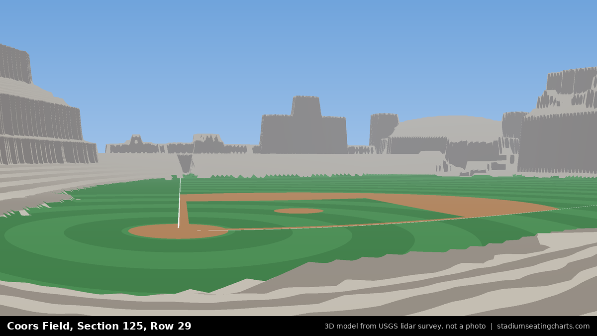 View from Coors Field Section 125, Row 29, looking toward the pitcher's mound