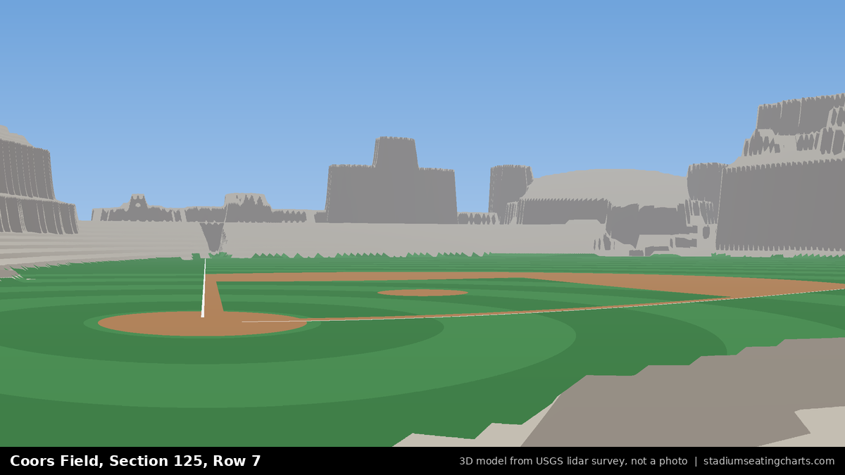 View from Coors Field Section 125, Row 7, looking toward the pitcher's mound