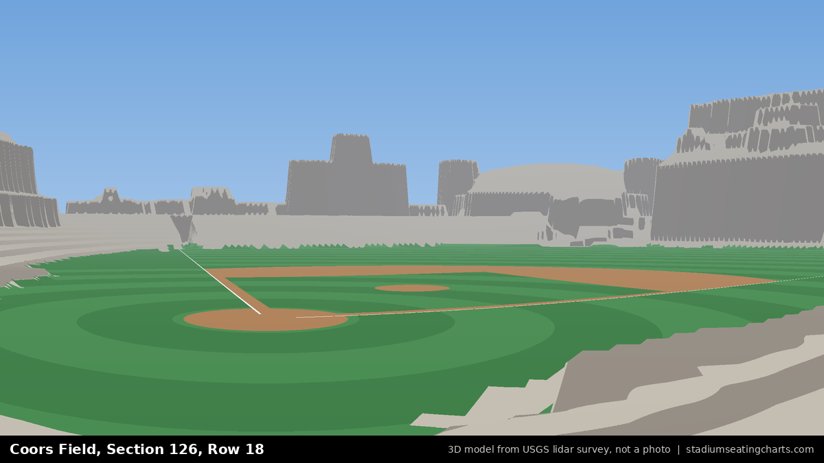 View from Coors Field Section 126, Row 18, looking toward the pitcher's mound