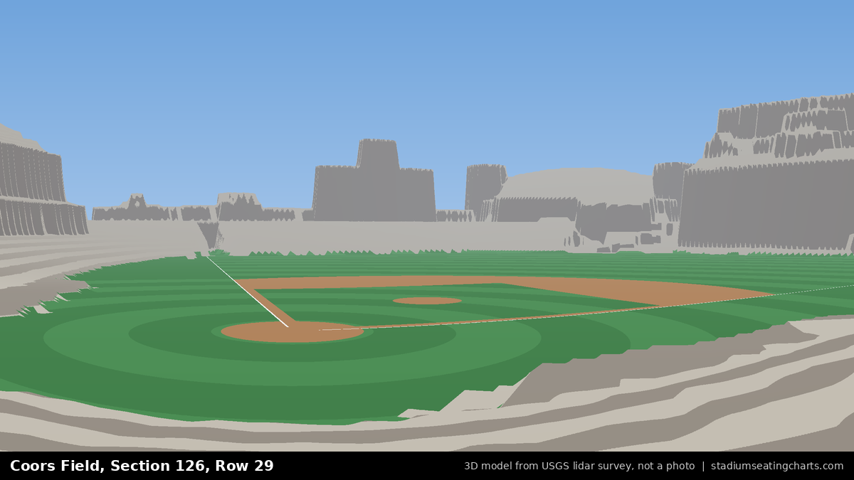 View from Coors Field Section 126, Row 29, looking toward the pitcher's mound