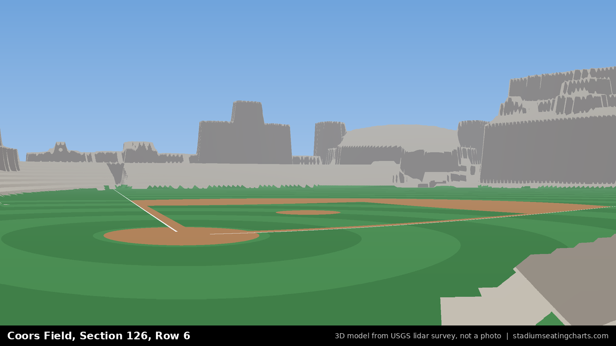 View from Coors Field Section 126, Row 6, looking toward the pitcher's mound